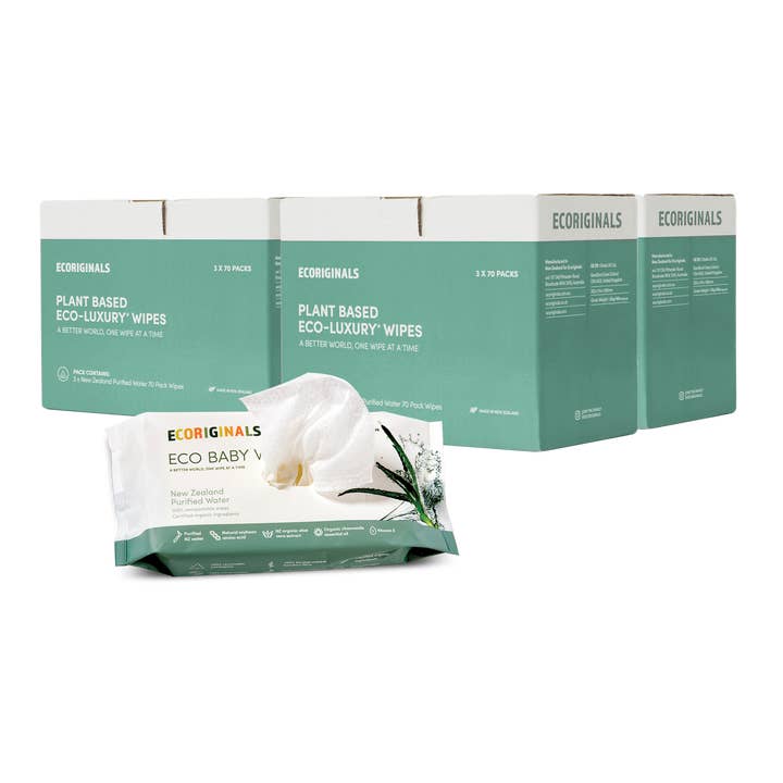 Ecoriginals - Wholesale Face & body wipes – Baby - 12 Packs Ecoriginals Biodegradable Bamboo Eco Luxury Wipes