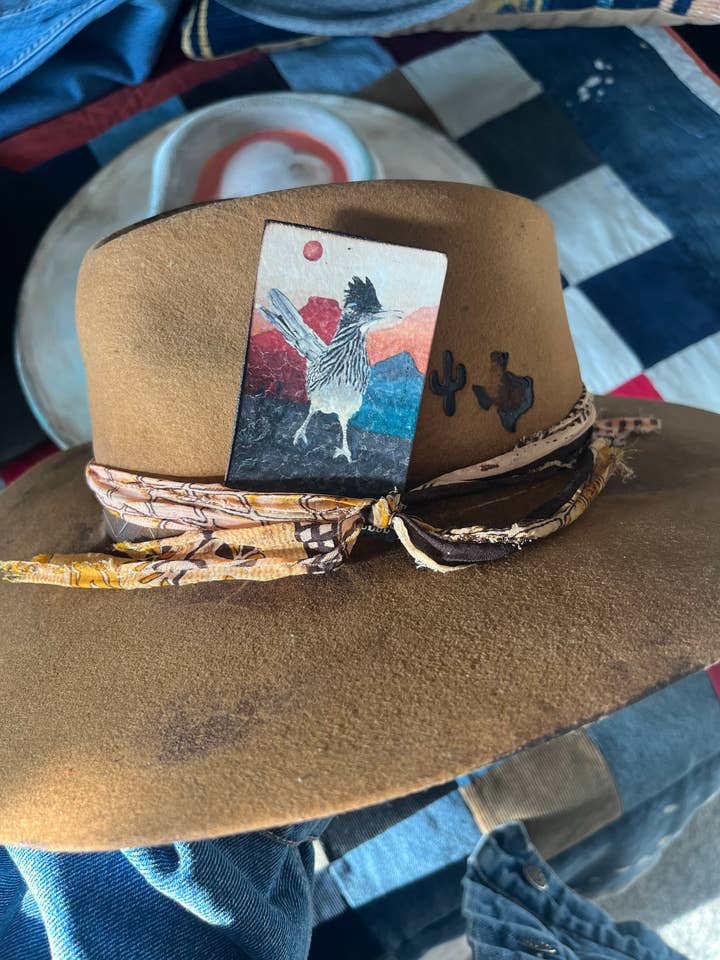 Leather Hat Card - Road Runnin' for wholesale by DOLLY ESTELLE