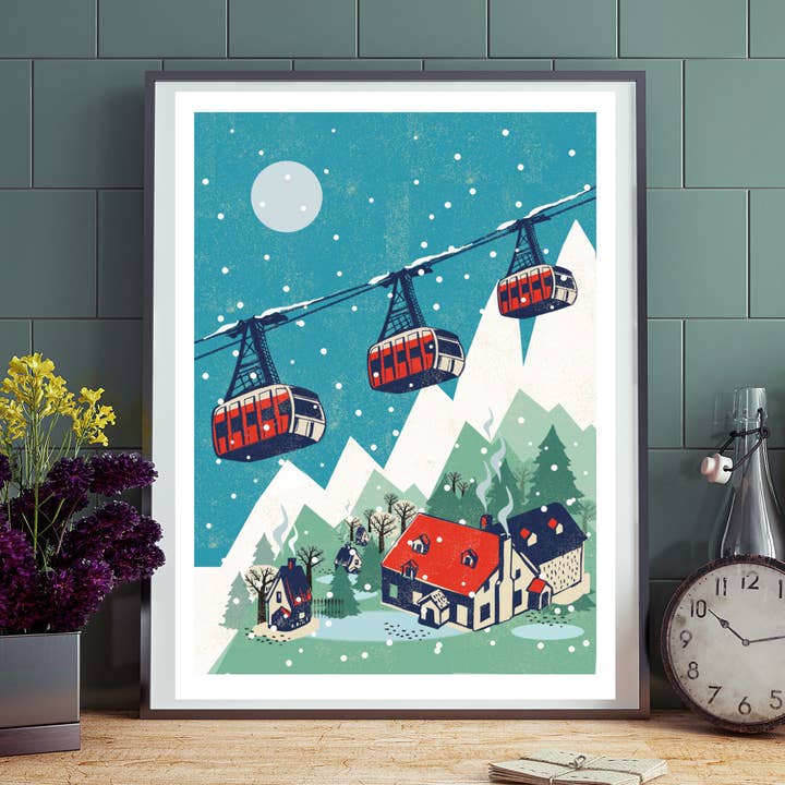 Cable Cars Winter Print for wholesale by Rocket 68