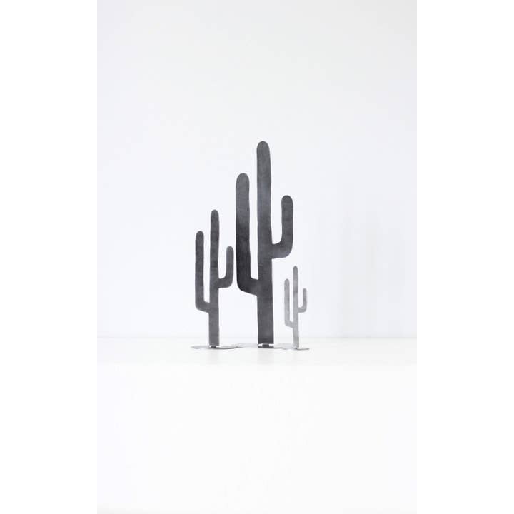 Highland Ridge | Handmade Home Decor - Wholesale Decorative Tabletop Object - Metal Cactus Silhouette - Medium