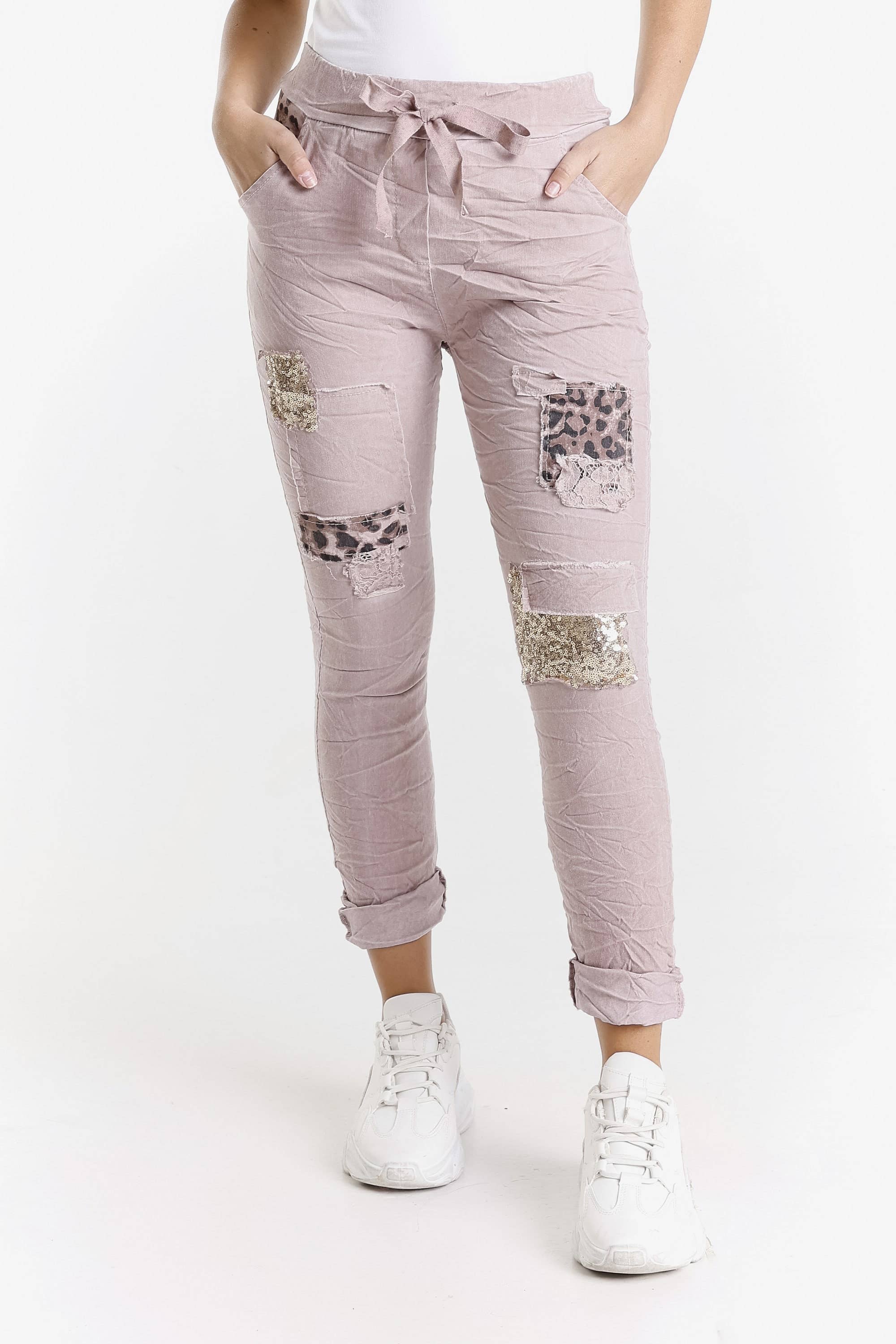 TINA Stephens Italy/Tees By Tina – Engroshandel Bukser - Dame – Kelly Leopard pailletbukser med pailletter (PL192L)13