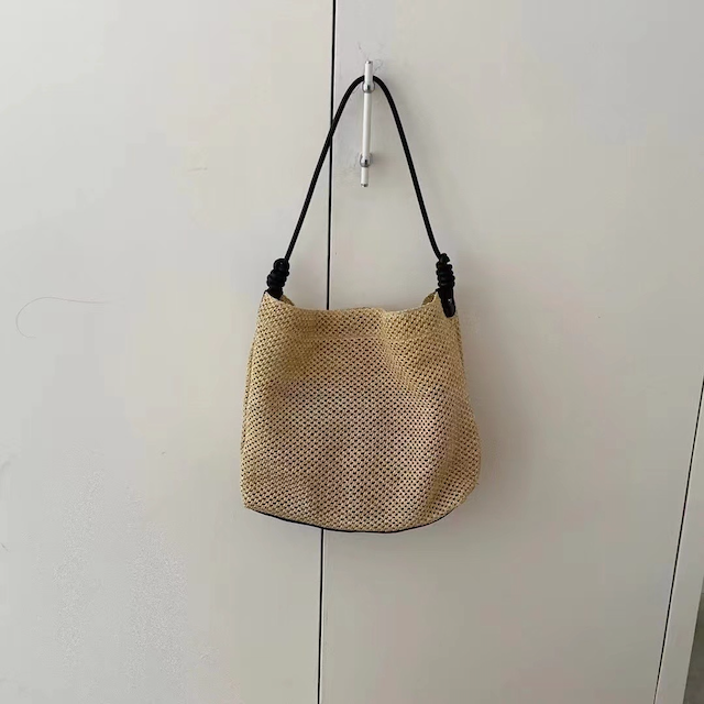 Pretty Persuasions - Wholesale Tote Bag - Women's - P25048 Faux Leather Strap Straw Tote Shoulder Bag5