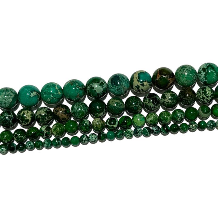 Heated Dark Green Imperial Jasper Pearl Wire for wholesale by Foliesbijoux