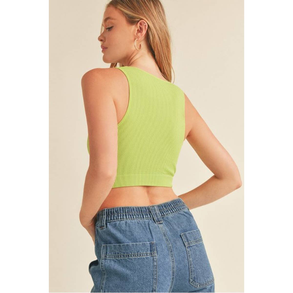 Timeless – wholesale Tank top – Women′s – Deep V Neck Ribbed Seamless Crop Tank Top13