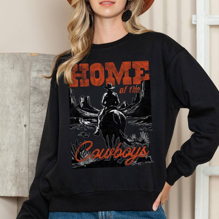 Kvinder Western Grafisk Print Ensfarvet Pullover Sweater for engroshandel hos Amused by Blue