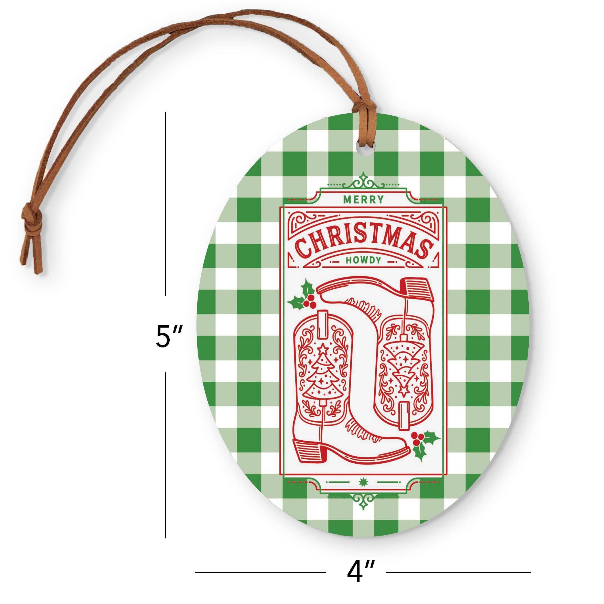 White Oval Ornament-Western Christmas for wholesale on Faire5