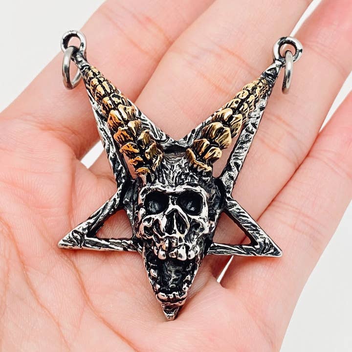 Five-pointed Star Skull Stainless Steel Pendant - MJ/MNP/GT for wholesale by Mio Queena
