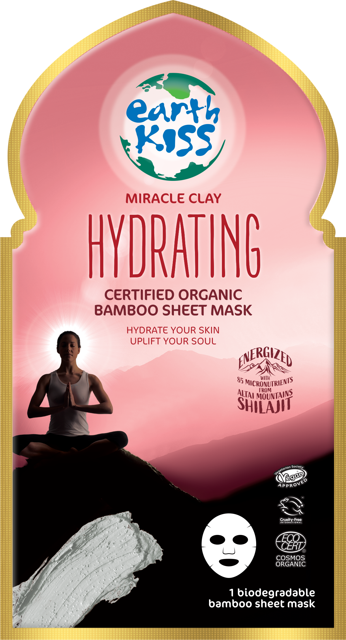 Beauty Goddess – wholesale Skincare face mask – Earth Kiss Inspirations Hydrating Organic Bamboo Sheet Mask with Shilajit and Miracle Clay to Hydrate Your Skin0