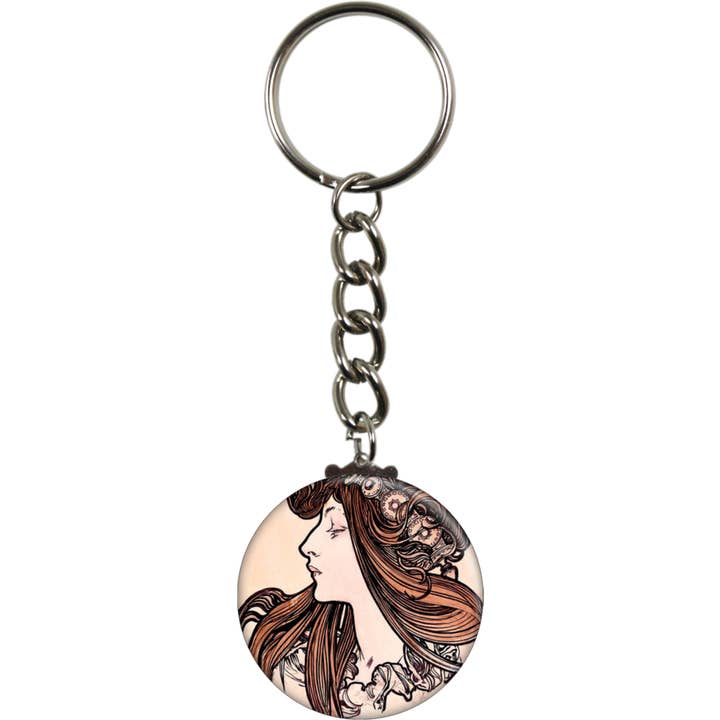Square Deal Recordings & Supplies - Wholesale Keychain - Unisex - Keychain - Mucha, Alphonse M. - Stained Glass Woman #2