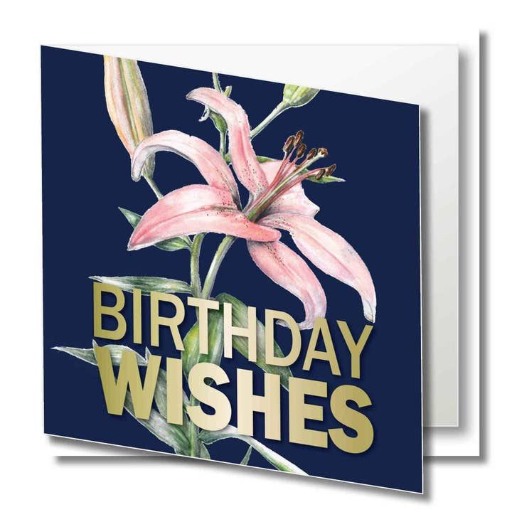 Grattis på födelsedagskortet Rosa Stargazer Lily Flower för wholesale av Zaquarella