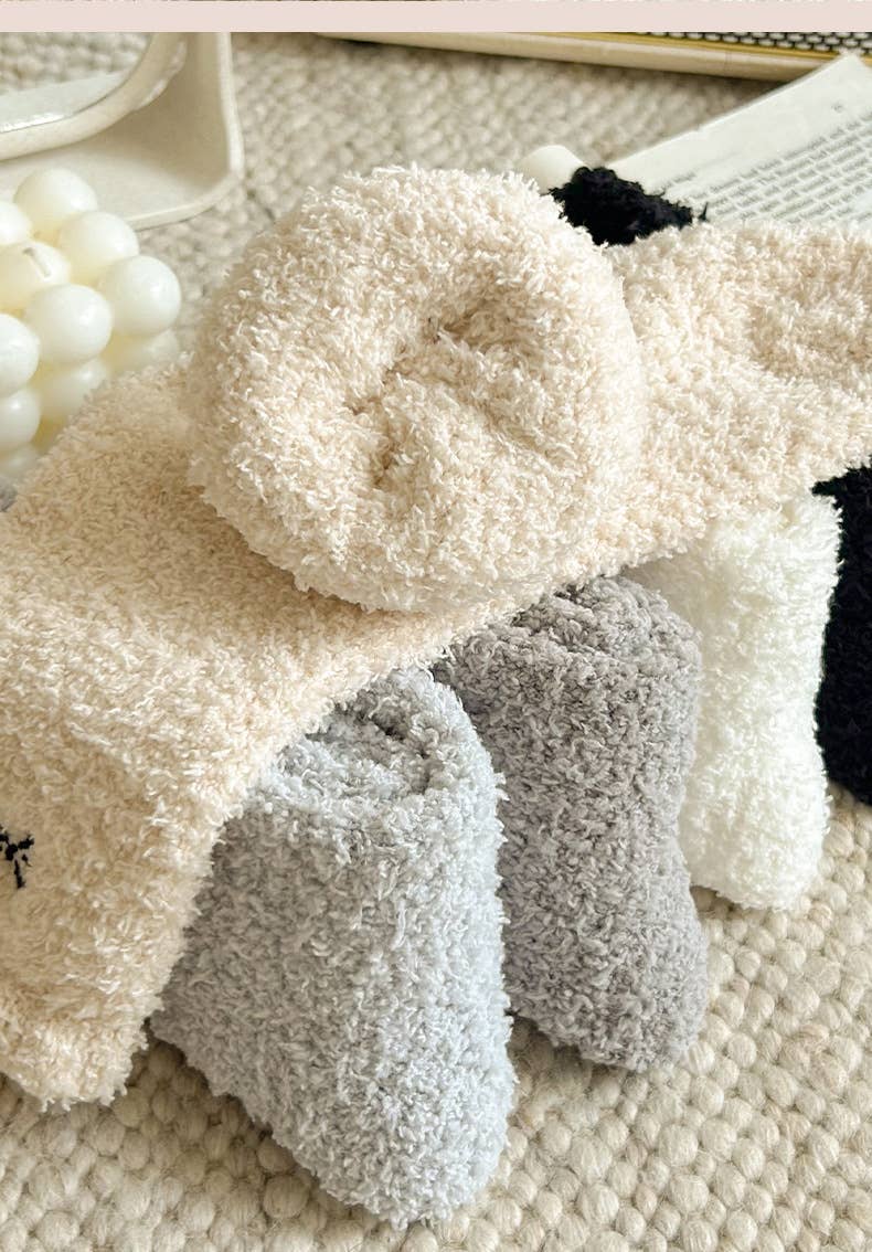 MKS America - Wholesale Socks - Women's - Fluffy Bow Ribbon Coral Fleece Socks5