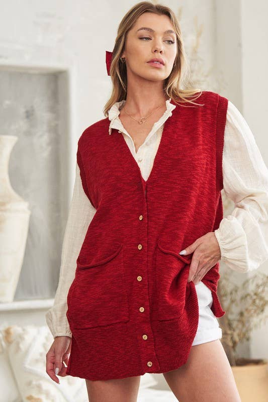 JADE BY JANE - Wholesale Sweater Vest - Women's - V-Neck Button Down Knit Sweater Vest11