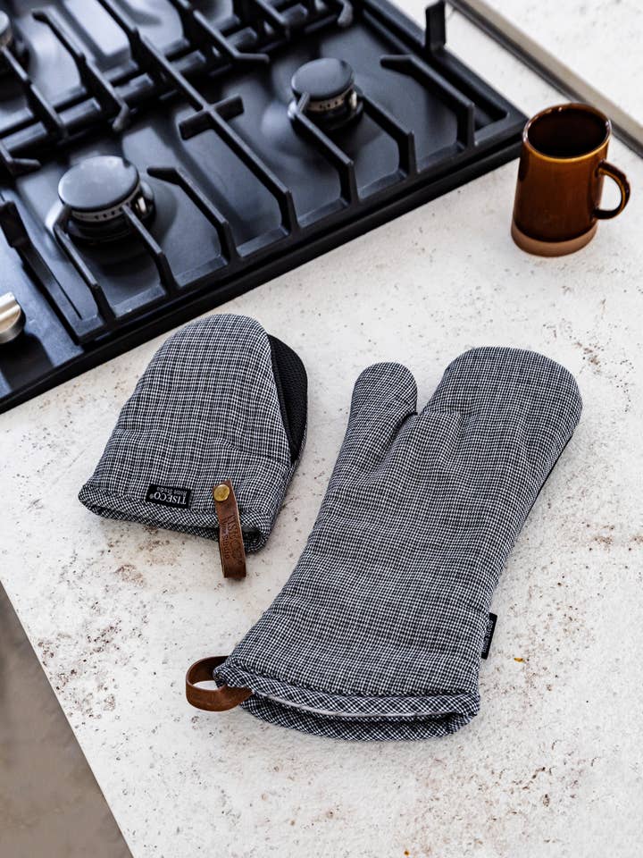 Gant de four SHERLOCK Pied-de-poule - SET/2 - 17x33cm, noir pour la vente par Tiseco