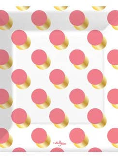 Dot & Stripe Dessert Plates - Coral for wholesale by MelissaRae Wholesale