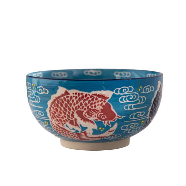 Urban Tokyo - Wholesale Serve Bowl - Japan Koi Fish Bowl w/ Chopsticks, Spoon, Lid and Trivet Set3