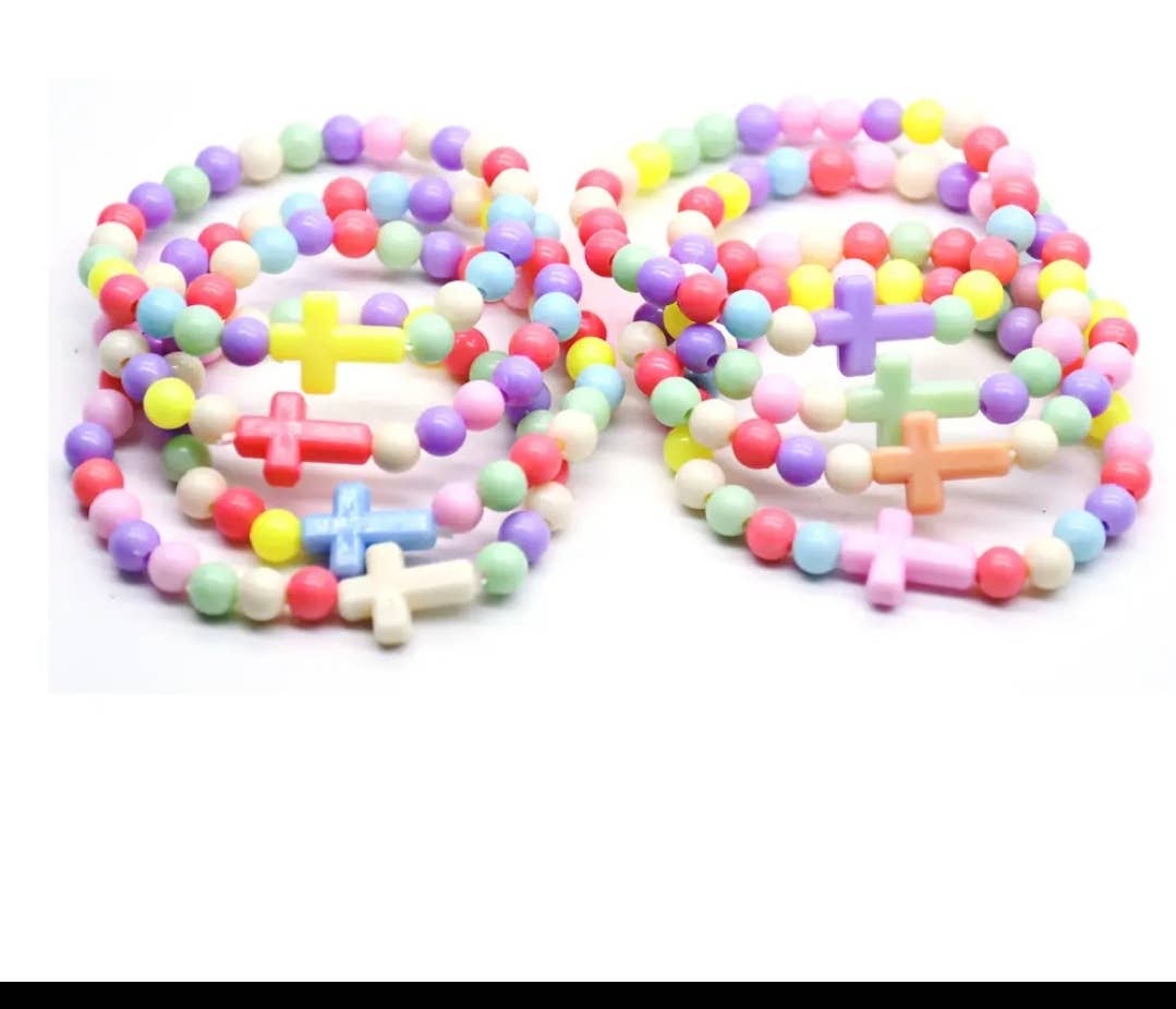 2 Greeks Inc - Wholesale Beaded Bracelet - Kids - Children’s Colorful Cross Bracelet2