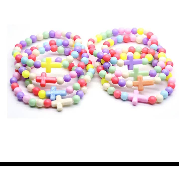 2 Greeks Inc - Wholesale Beaded bracelet – Kids - Children’s Colorful Cross Bracelet2