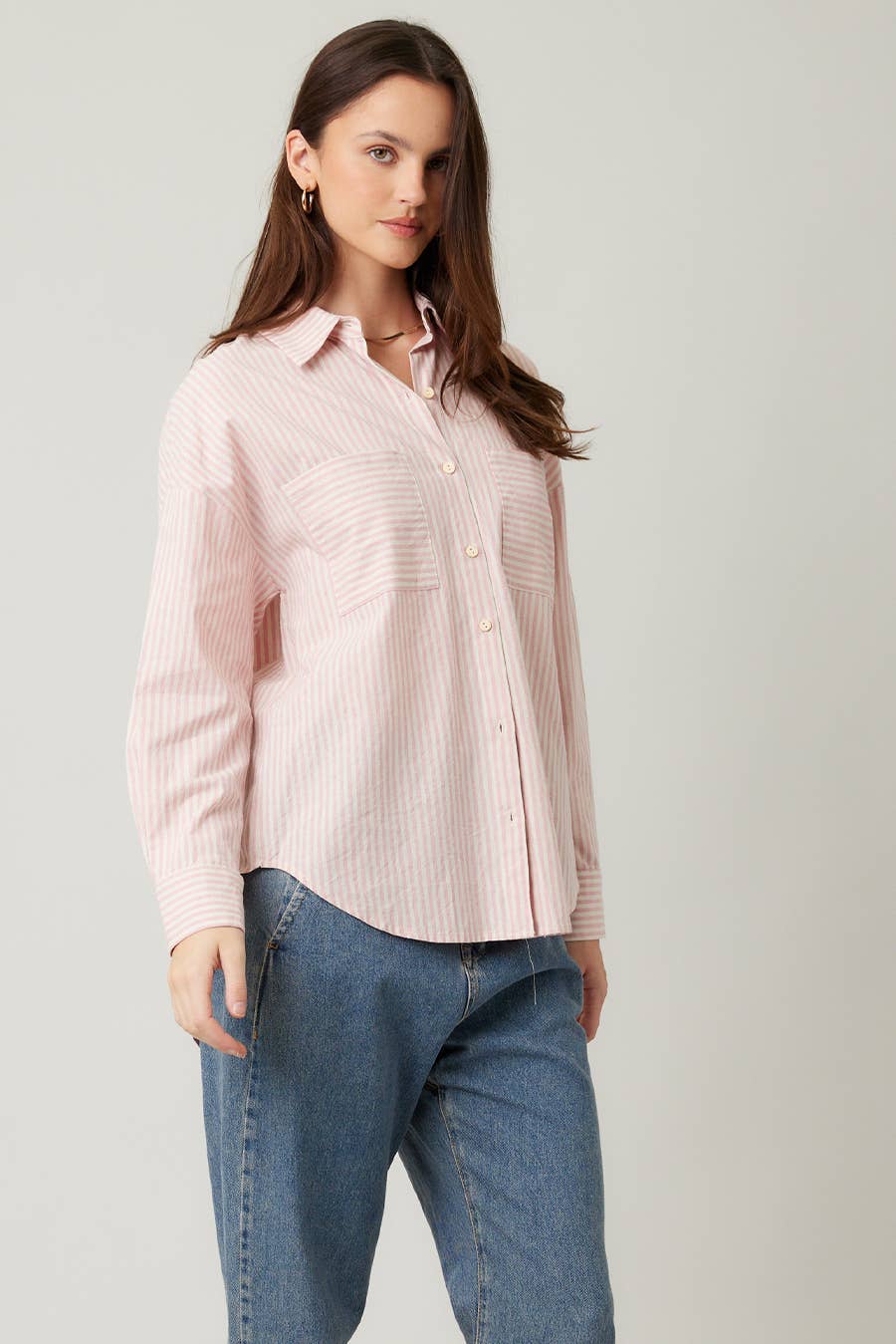 ILLA ILLA - Wholesale Button Down Shirt - Women's - Striped Cotton Shirt Top29