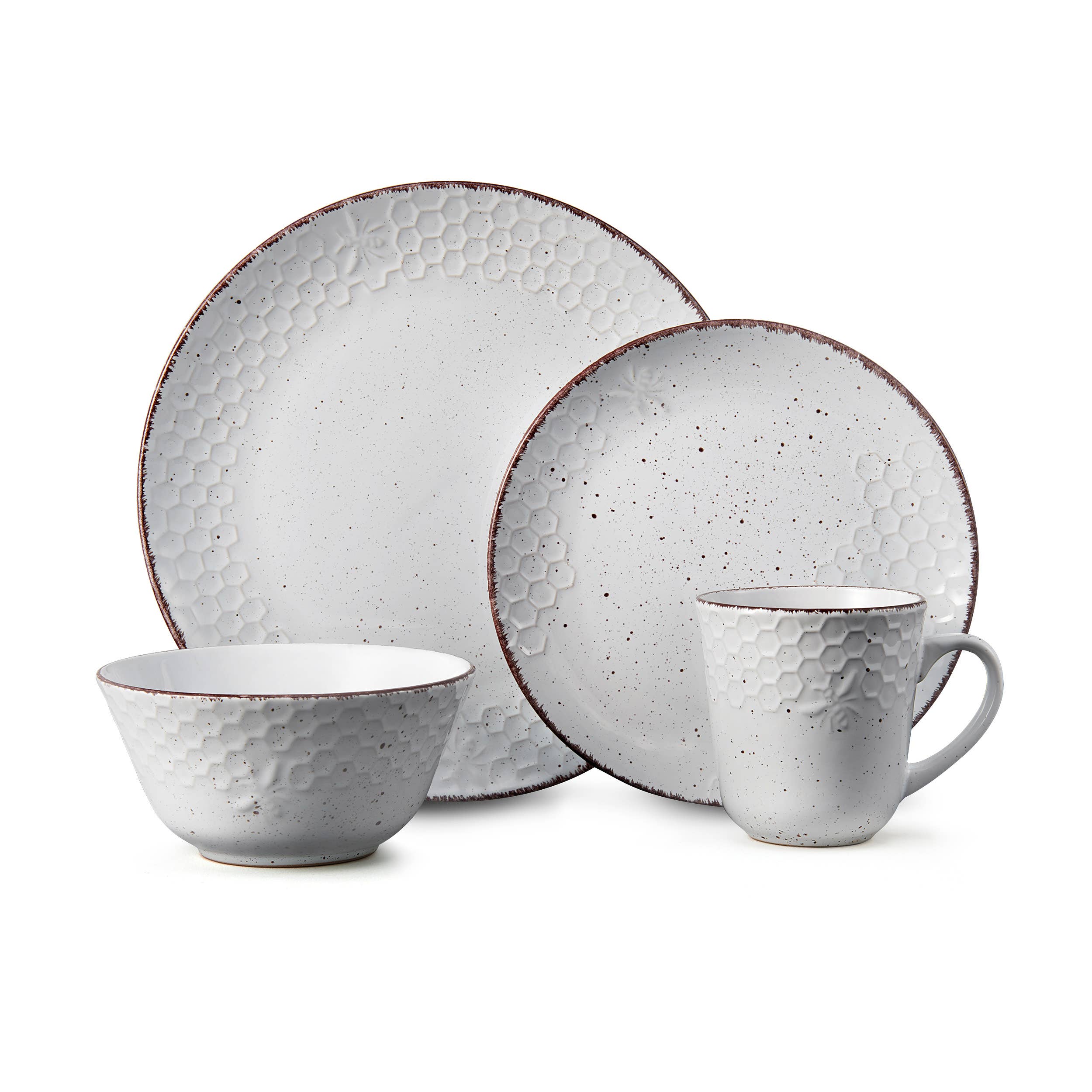 Fitz and Floyd® Mikasa® Pfaltzgraff® - Wholesale Dinnerware Set - Pfaltzgraff Bumblebee Wht 16PC DW Set Brown Bx Pkg1