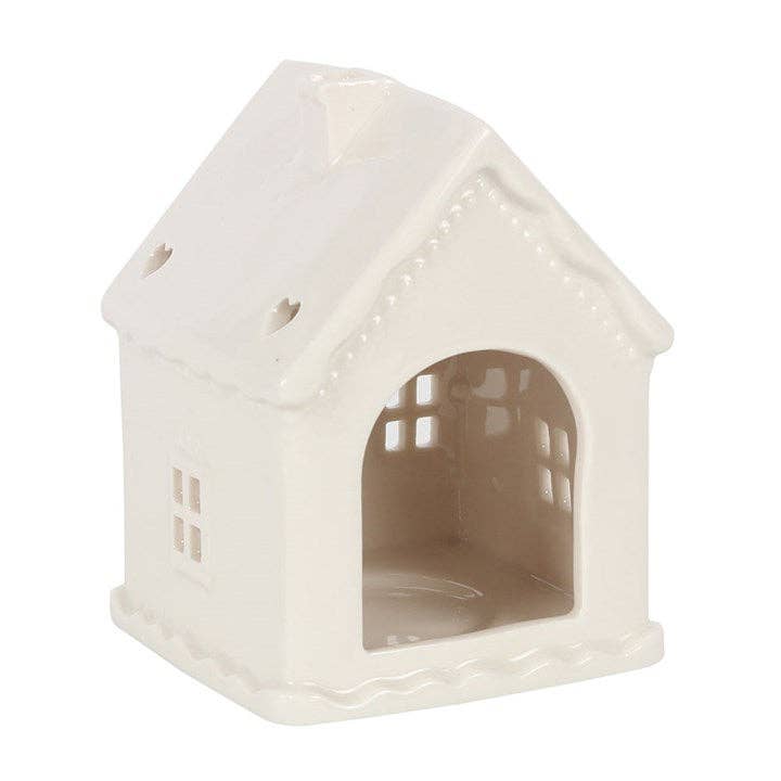 Something Different Wholesale - Wholesale Kaarsenhouder - Witte kerstkaarshouder Gingerbread House theelichtje2
