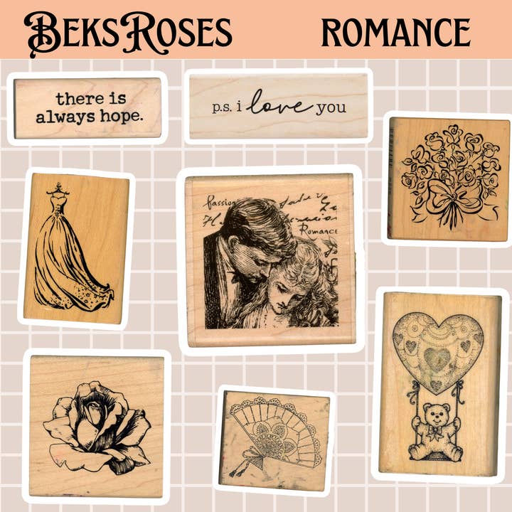 Romantik Briefmarken Stickerbogen für den Großhandel von BeksRoses LLC