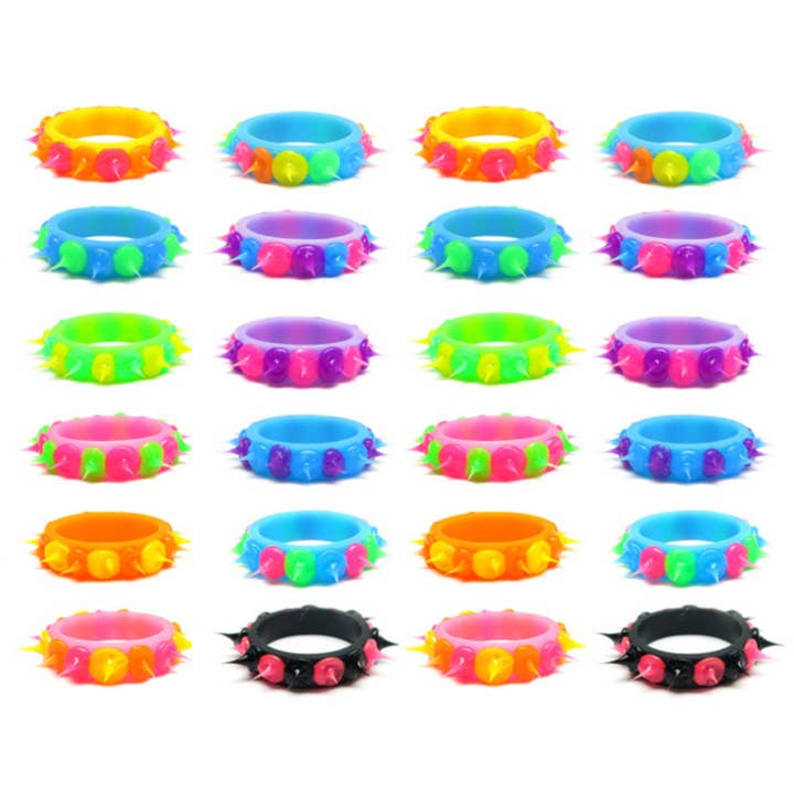 Natalia - Wholesale Fidget Toy - Kids - Spiky Neon Silicone Sensory Fidget Silicone Rings - SET