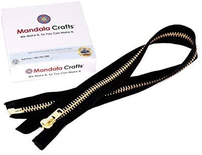 Mandala Crafts - Wholesale Craft supplies - Metal Zipper for Sewing, Black Separating Coat Zipper Heavy Duty for Jackets, Replacements, Upholstery; by Mandala Crafts (Black Tape Gold Teeth, Size 10 28 Inches 71 cm)4