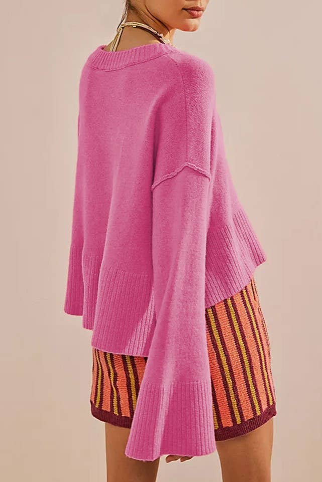 Rosa Clothing - Wholesale Knit Sweater - Women's - slouchy plain flare sleeve knit sweater jumper3