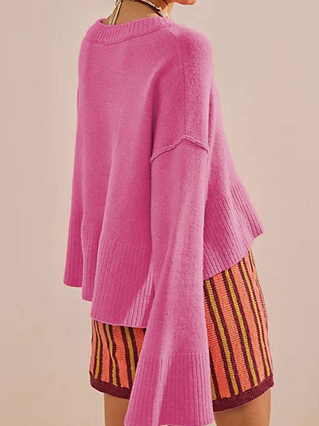 Rosa Clothing - Wholesale Knit Sweater - Women's - slouchy plain flare sleeve knit sweater jumper3