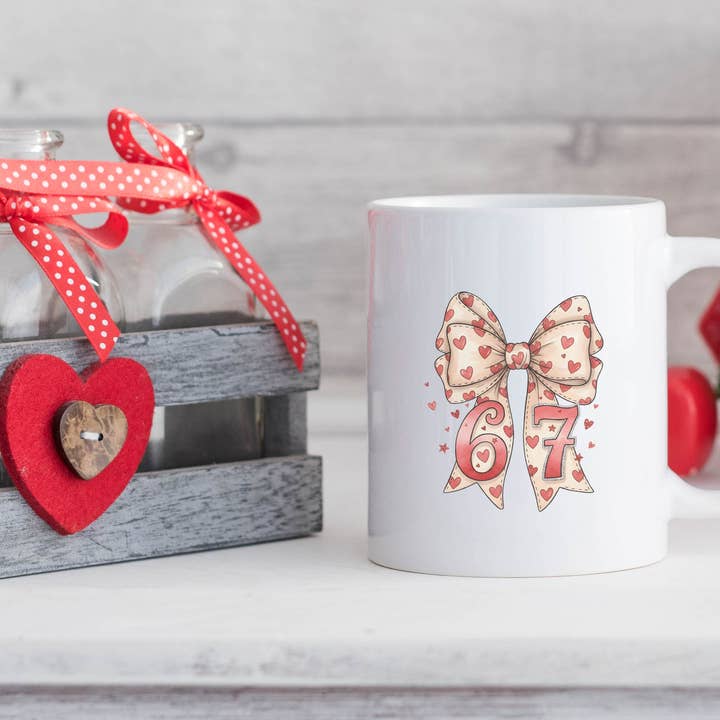 Tazza da caffè Valentine Bow 67, Tazza Meme Preppy 67, Tazza 6 7 per la vendita all'ingrosso da parte di Embrova