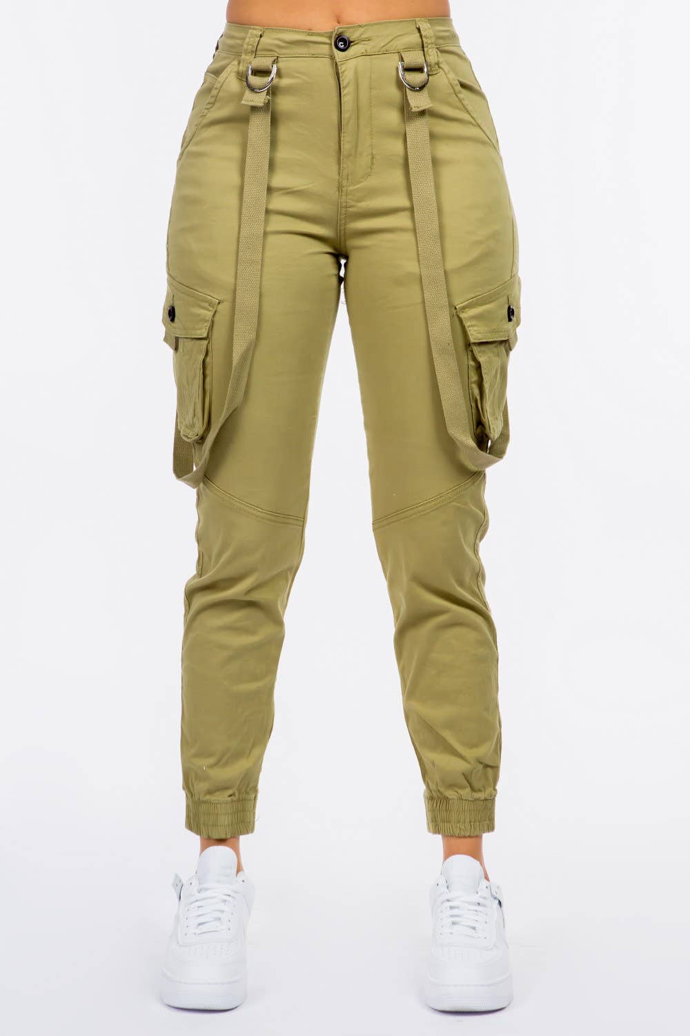 Boswell - Venta al por mayor Pantalones - Mujer - Pantalones tipo Cargo Jogger con bolsillos en las piernas y tirantes9