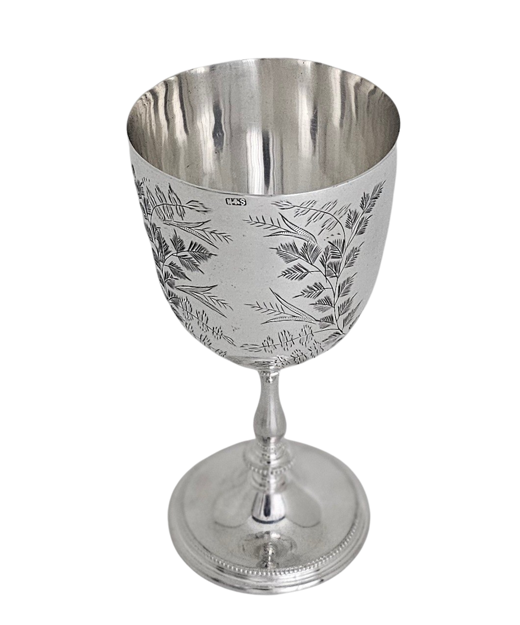 Corbell Silver - Venta al por mayor Varilla mezcladora - Copa Helecho Grabada 6'h Plata Inglesa c.1870.SKU:ANT41911