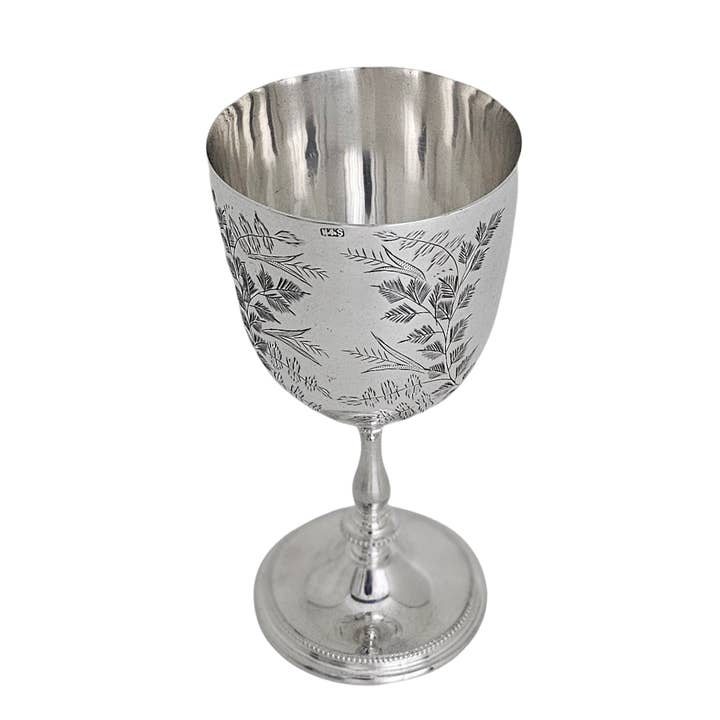 Corbell Silver - Venta al por mayor Varilla mezcladora - Copa Helecho Grabada 6'h Plata Inglesa c.1870.SKU:ANT41911