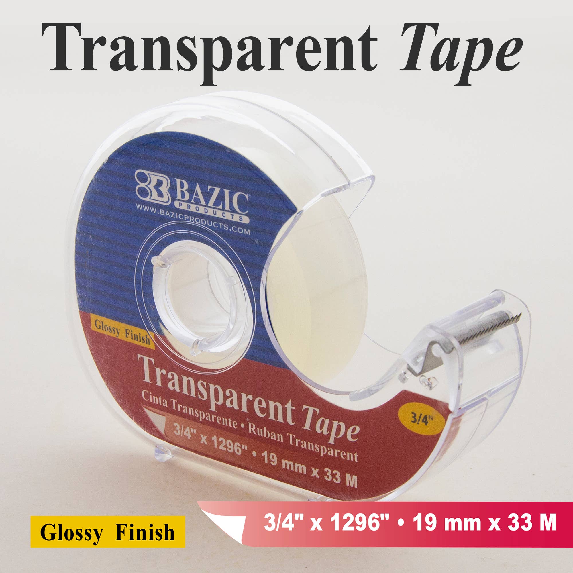 BAZIC Products - Wholesale Tape - Transparent Tape 3/4" X 1296" w/ Dispenser1