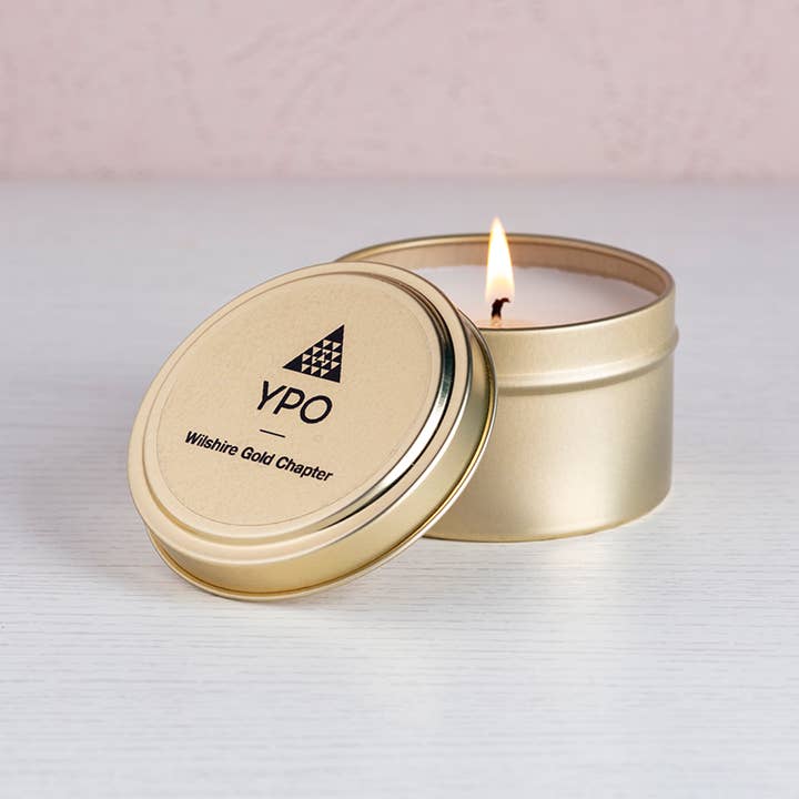Prosperity Candle - Wholesale Travel Candles - Custom Gold 4oz Travel Tin Candle- Handmade2