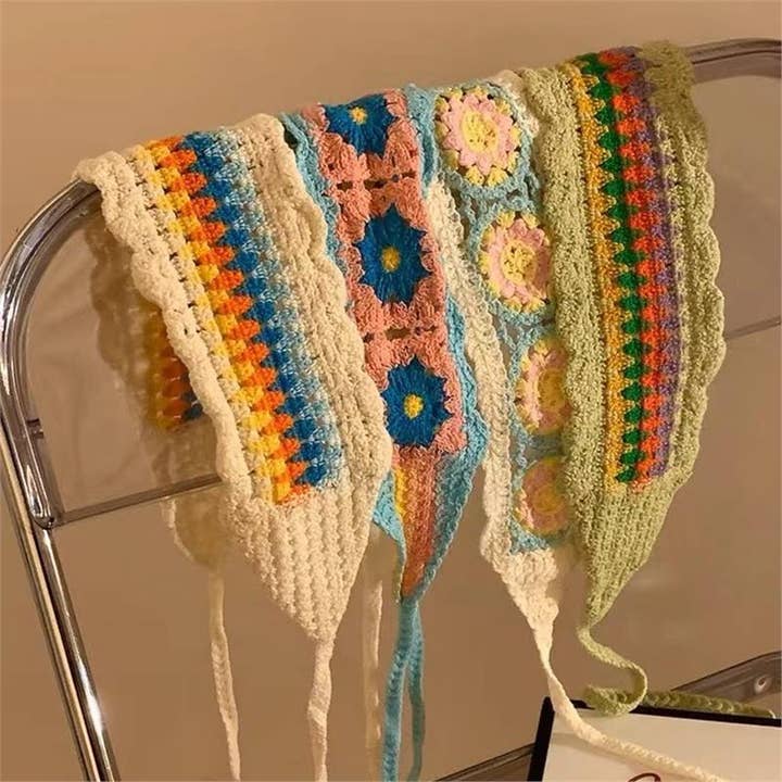 crochet Flower Hair Kerchief headband for wholesale by MKS America