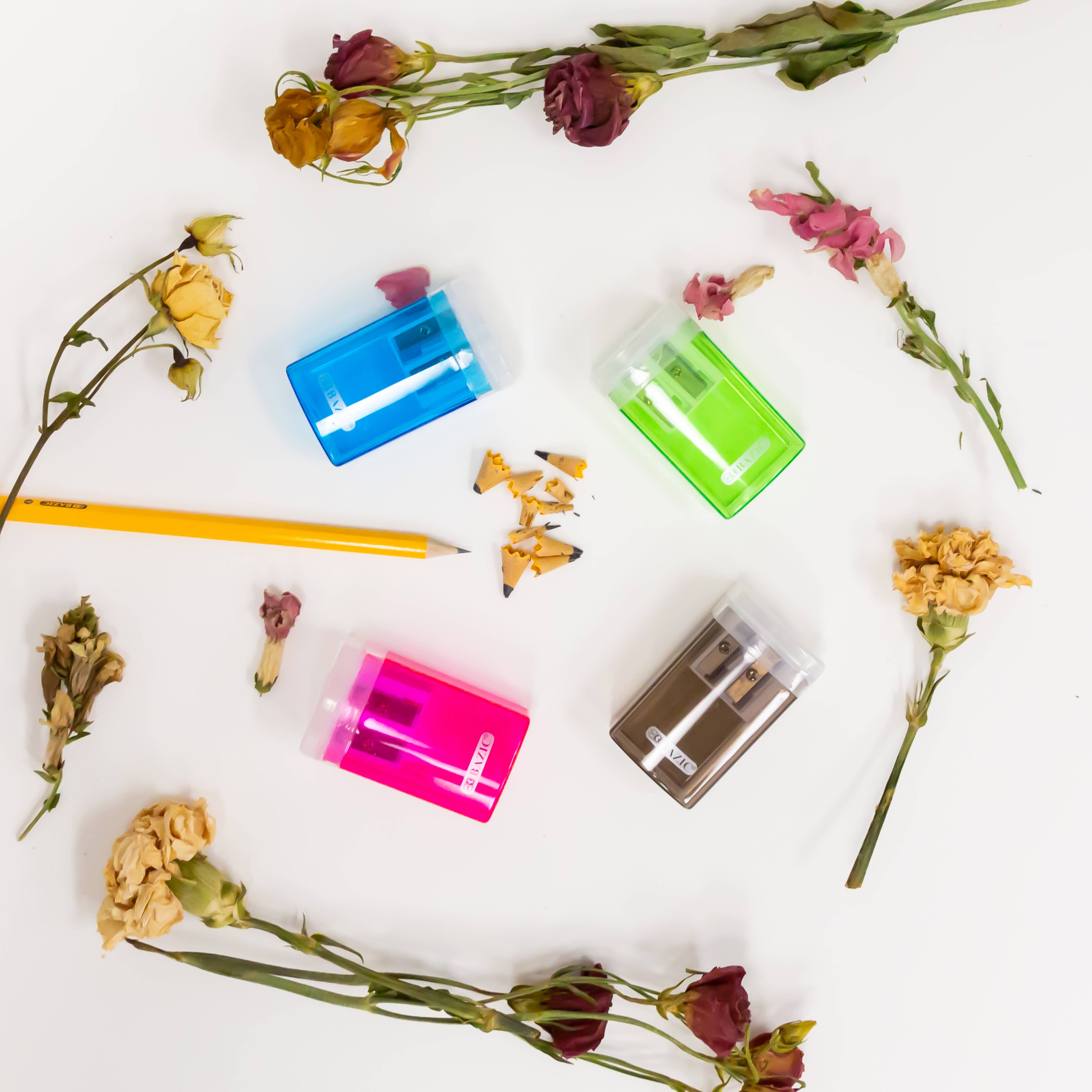 BAZIC Products - Wholesale Pencil Sharpener - Dual Blades Sharpener w/ Lid & Receptacle3