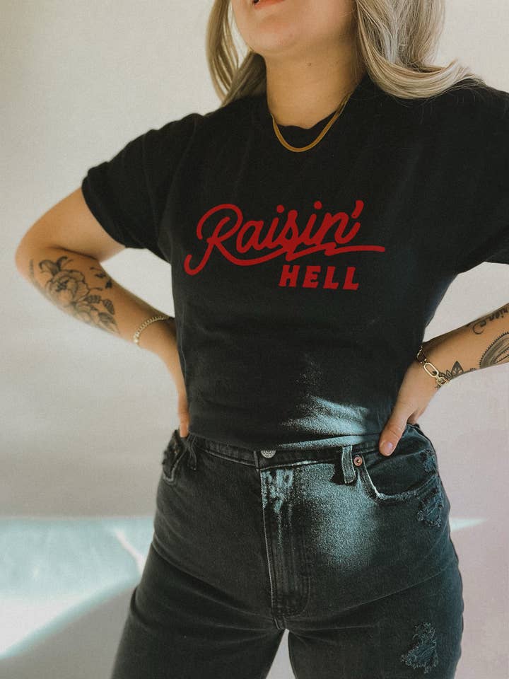 Raisin’ Hell Graphic Tee for wholesale by LOLA MAGNOLIA