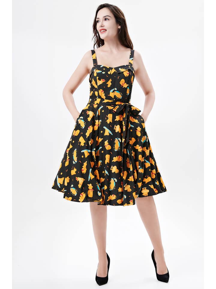 Black Multi 253121 | Kyla | Soysilk Fit & Flare Dress With Pockets for wholesale on Faire3