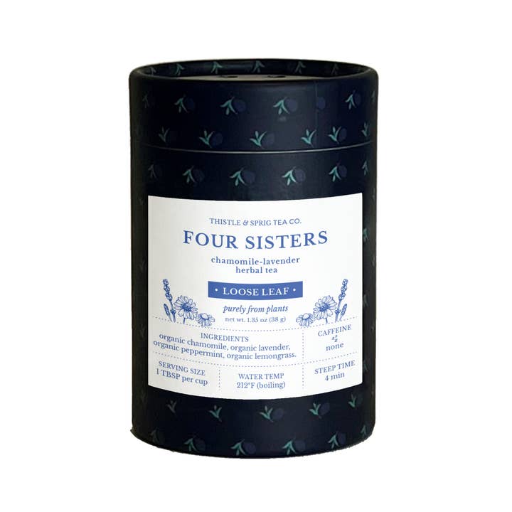 Four Sisters Chamomile-Lavender Herbal Tea, Loose Leaf for wholesale by Thistle & Sprig Tea Company