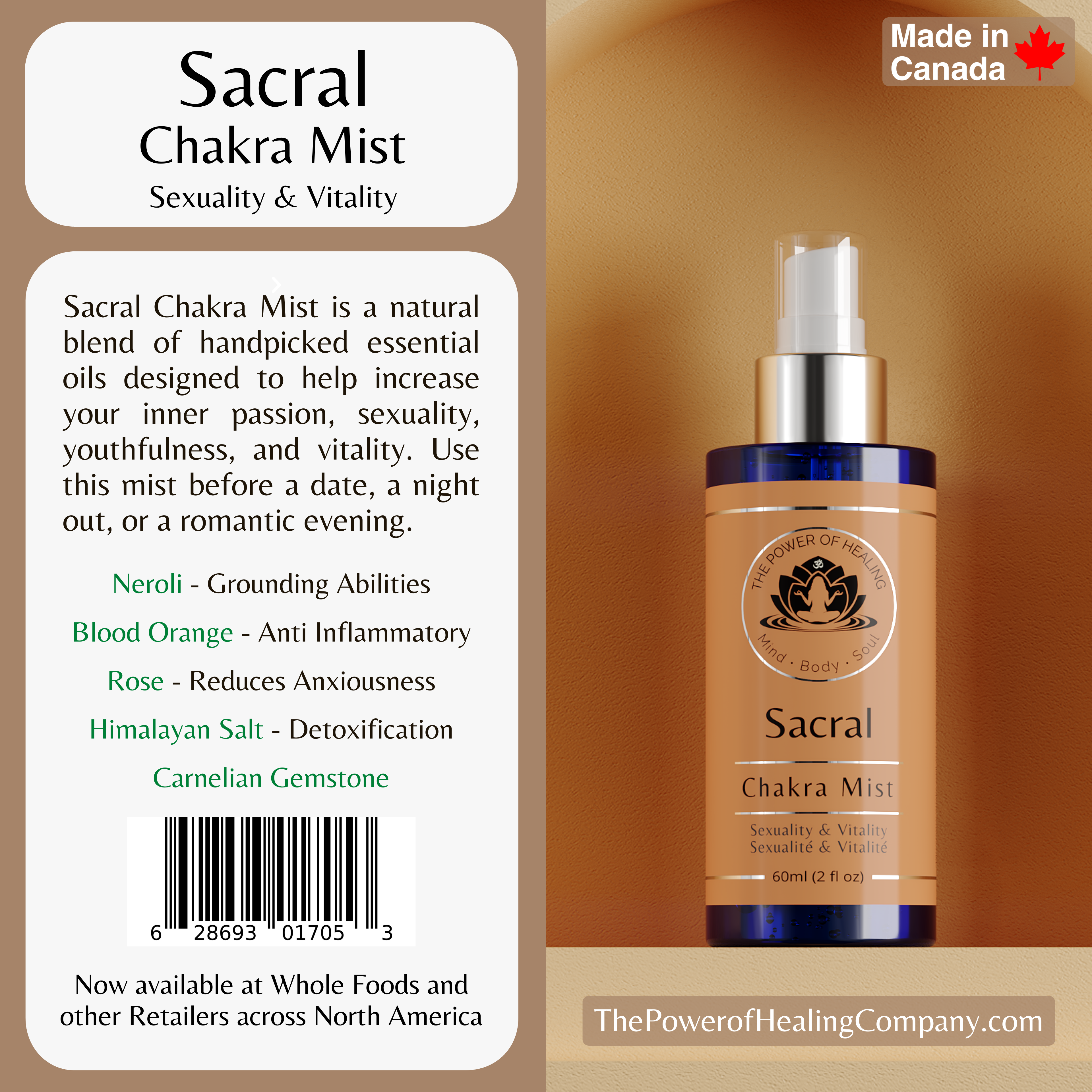 The Power of Healing - Wholesale Face & Body Mist/Water - Sacral Chakra Mist4