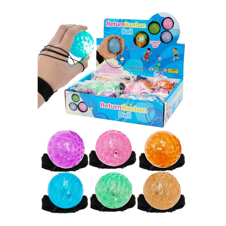 Cap Zone - Wholesale Sports Ball - LED Light-Up Bouncy Return Stress Gravity Ball Toy
