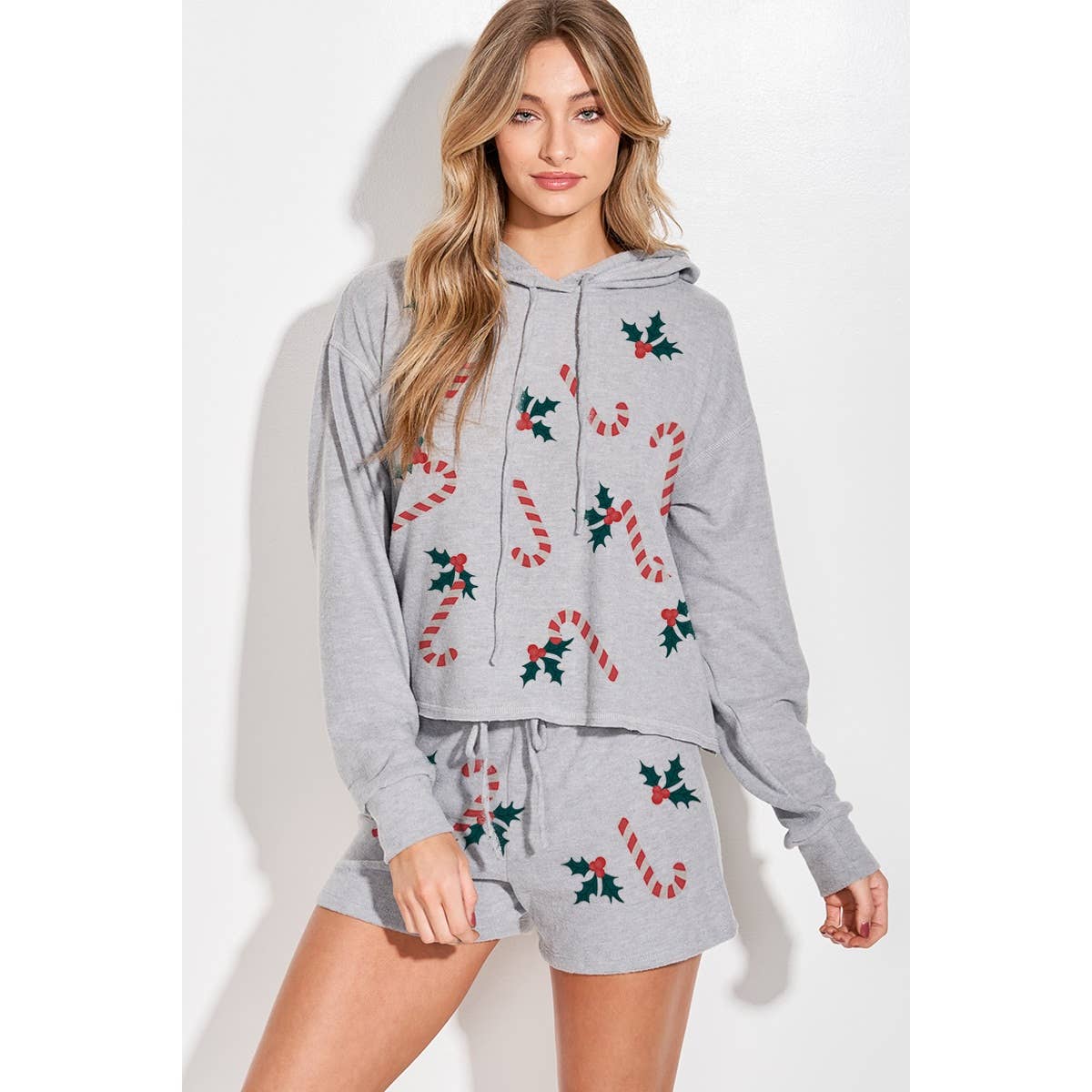 Phil Love - Wholesale Graphic Sweatshirt - Women's - Candy cane all over hoodie lounge wear set 3