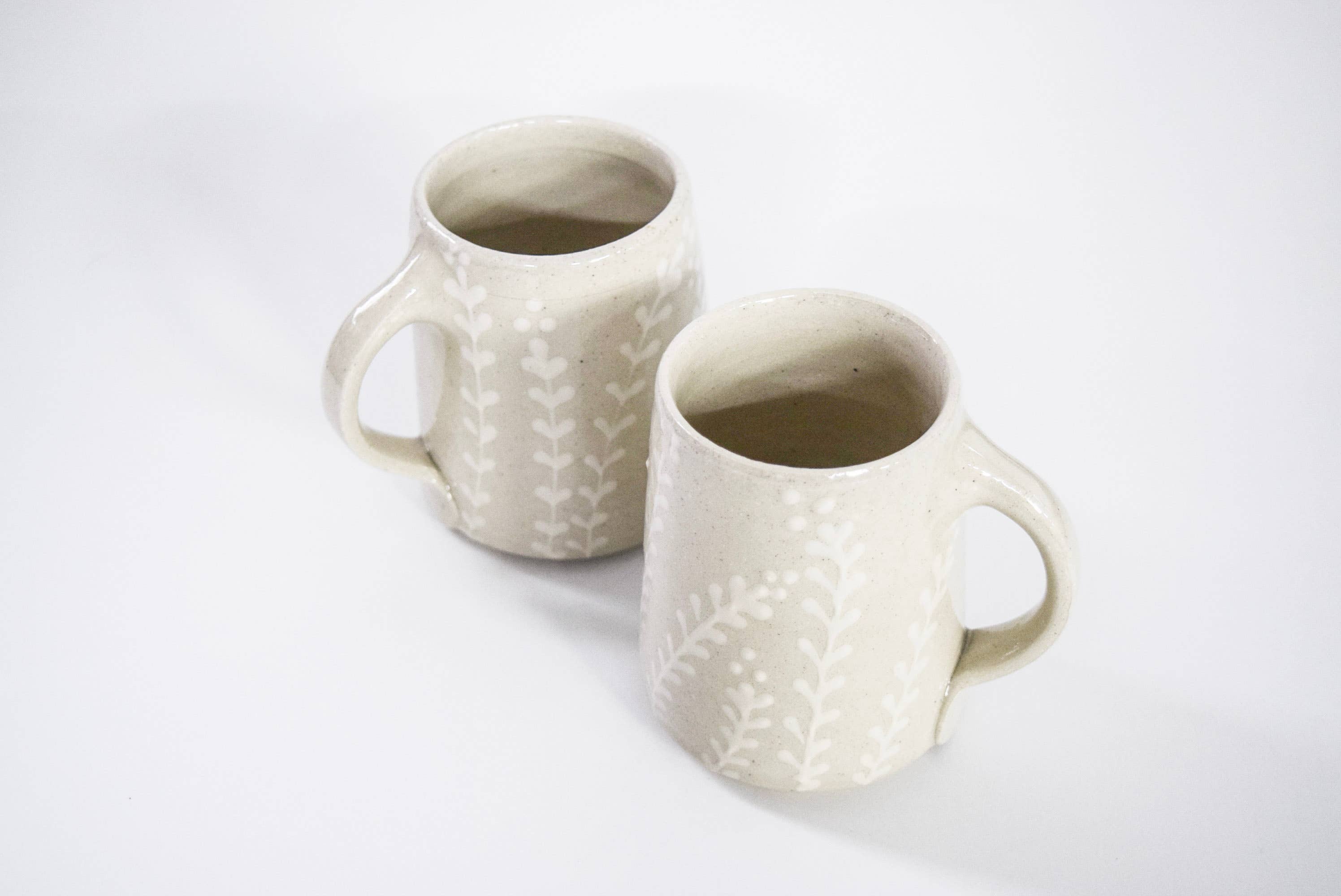 Curry Wilkinson Pottery - Wholesale Coffee Mug - Handmade Decorated Stoneware Mug with White Florals2