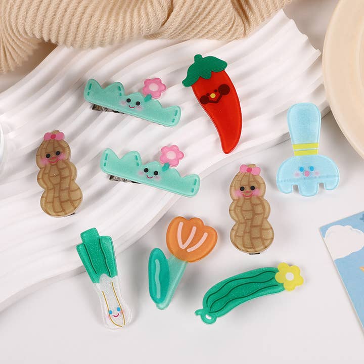 Fun Vegetable & Flower Hair Claws, Cute Side Clip for wholesale by SoapElenGlen