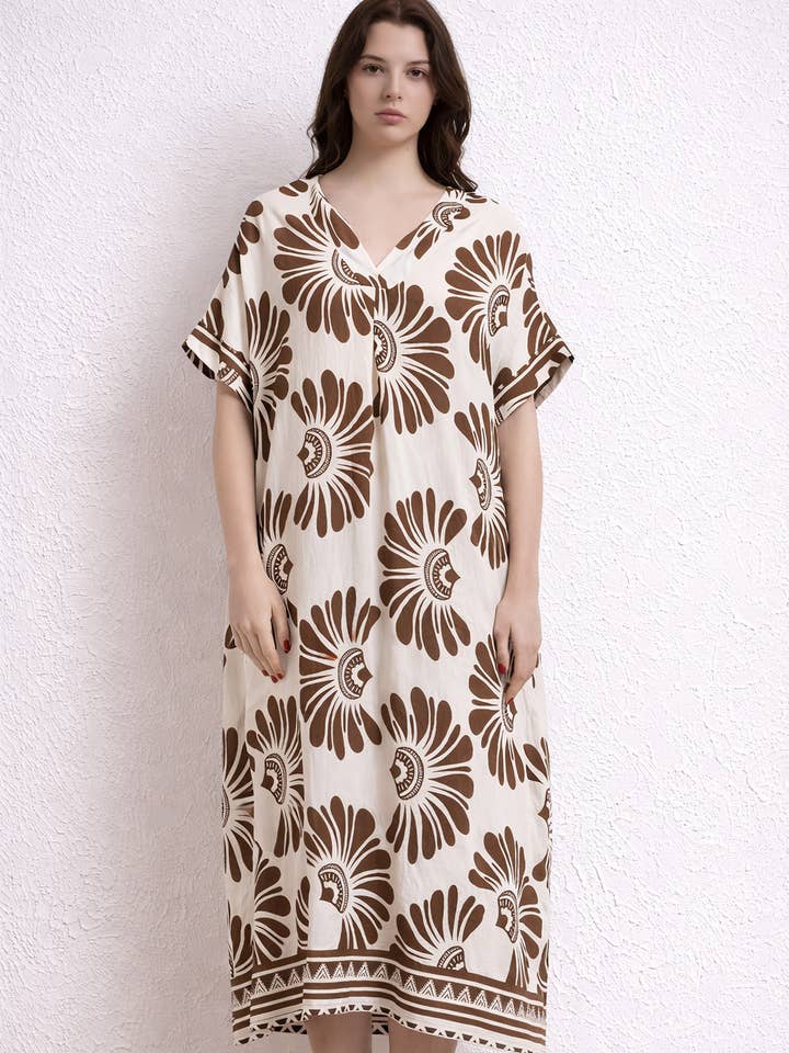 Vestido holgado con estampado floral abstracto para venta al por mayor de Lucy Sparks