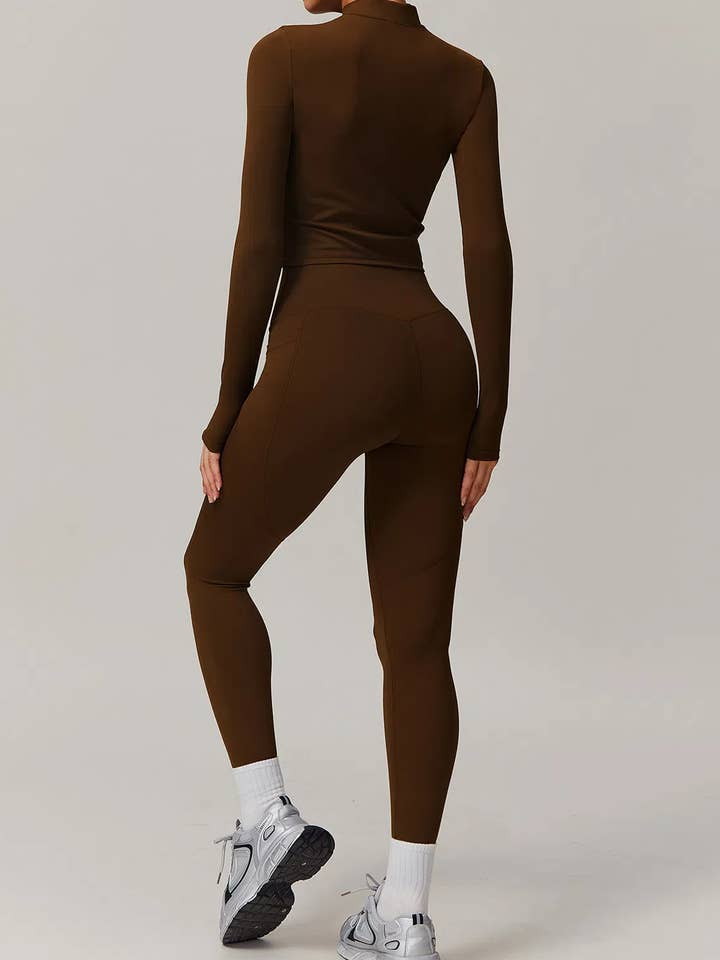 Crave by FW - Wholesale Activewear Set - Women's - Solid Yoga Set With Sports Jacket and Short