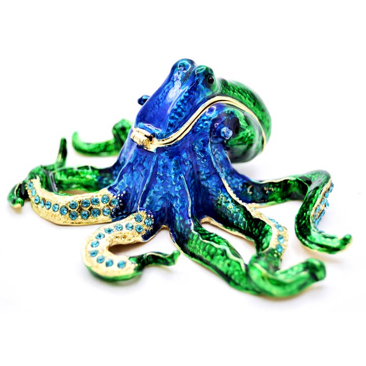 Ciel Collectables - Vente Boîte/rangement à bijoux - Boîte à bijoux Blue Octopus. Fabriqué à la main avec Swarovski1