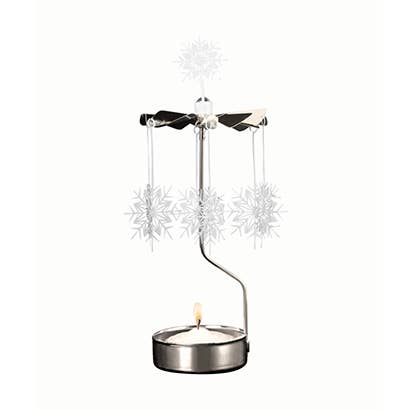 Rotary Candleholder White Snowflake with tea light for wholesale by Nordic Dreams