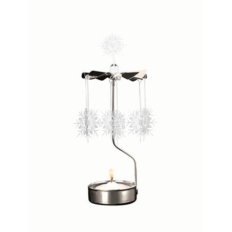 Rotary Candleholder White Snowflake with tea light for wholesale by Nordic Dreams